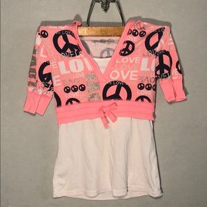 Justice Pink Peace Sign & Love Top w/ Hood -size 7